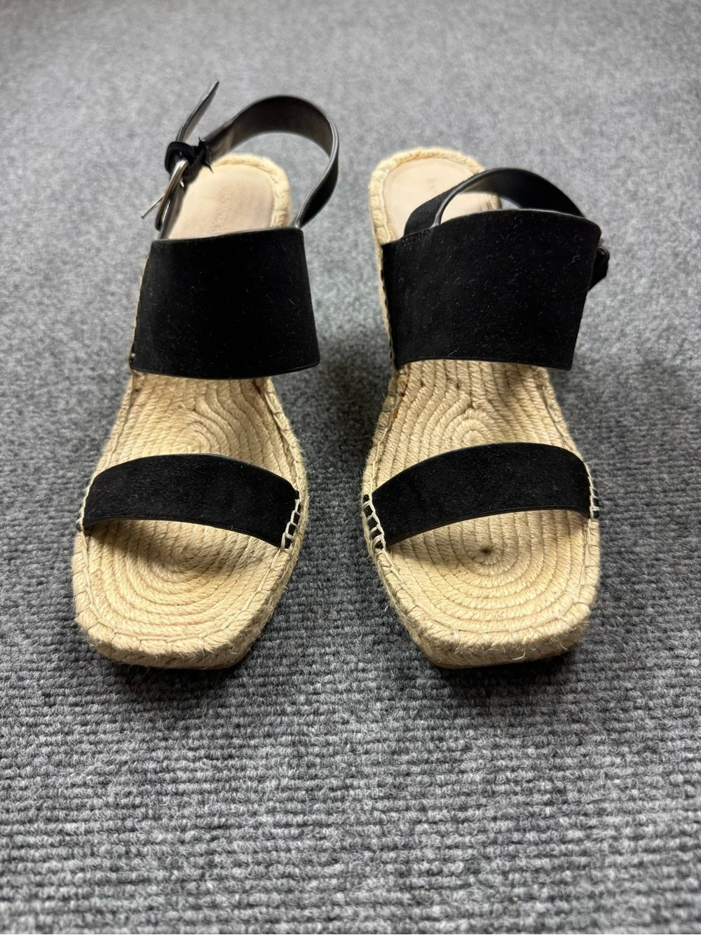 Banana Republic Black Suede Espadrille Wedge Sandals Size 6.5